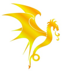 Obraz premium A symbol of the stylized dragon with wings.