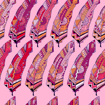 Seamless background with abstract feathers patterns