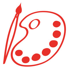 Handgezeichnete Farbpalette mit Pinsel in rot