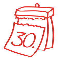 Handgezeichneter Kalender - Tag 30 in rot
