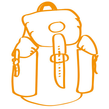 Handgezeichneter Rucksack in orange