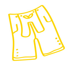 Handgezeichnete Lederhose in gelb