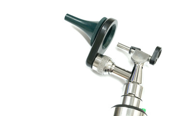 a stainless steel otoscope