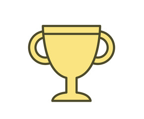Golden cup icon, first prize. Line colored vector illustration. Isolated on white background.