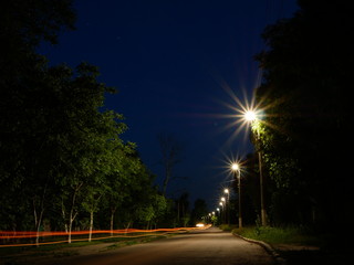 Polonne / Ukraine - 22 May 2018 Night road