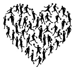 Bsketball Heart Silhouette Concept