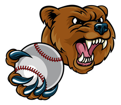 Bear Holding Baseball Ball