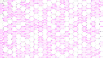 Abstract 3d background made of white hexagons on purple glowing background