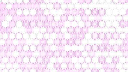 Abstract 3d background made of white hexagons on purple glowing background