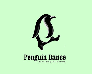 creative dance penguin fun animal logo vector