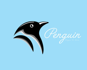 penguin head animal logo design vector