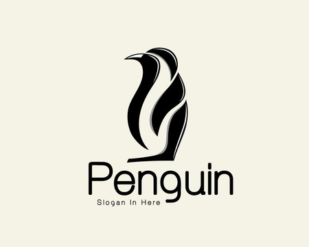 abstract stand penguin art vector logo