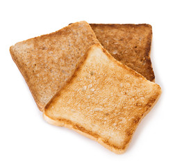 Slices of toast bread isolated on white background.