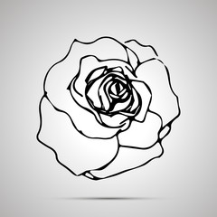 Detailed rosebud, simple black icon