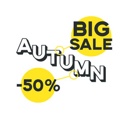 Vector drawing with a discount of 50 percent, autumn sale