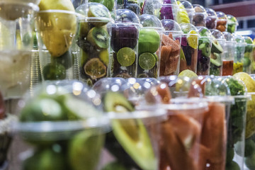 Sliced fruit in the Thai market