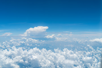 beautiful blue sky with cloud.Blue sky with clouds for background.Skyline View above the Clouds from air plane