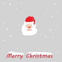 Hand illustration of merry christmas santa claus with snow on grey background. Poster, card, banner, postcard.