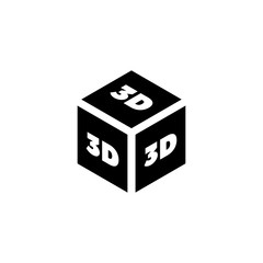 3D Print Cube. Flat Vector Icon illustration. Simple black symbol on white background. 3D Print Cube sign design template for web and mobile UI element