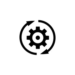 Gear Rotation Direction. Flat Vector Icon illustration. Simple black symbol on white background. Gear Rotation Direction sign design template for web and mobile UI element