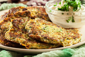 Zucchini fritters or pancakes