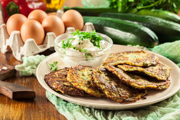 Zucchini fritters or pancakes