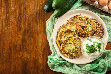 Zucchini fritters or pancakes