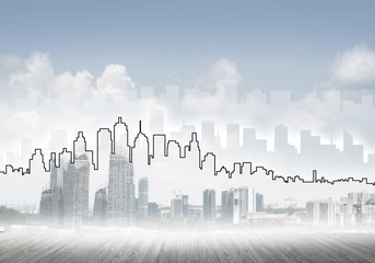 Background image with city center view as modern business life c