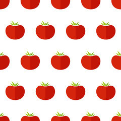 Decorative seamless organic vegetable pattern. Trendy decoration food design background in modern red and rose colors with evenly ordered tomato vegetables. Cute vector illustration for wrapping paper