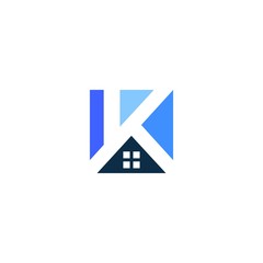K letter house home logo vector icon illustration