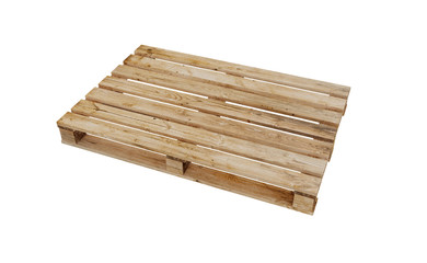 3D realistic render of wooden palette. Isolated on white background.