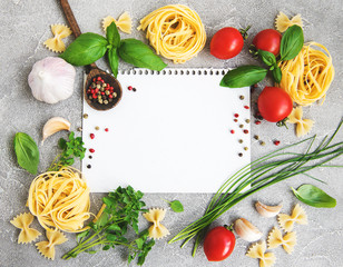 paper for recipes, vegetables and spices