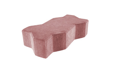 3D realistic render of red single lock paving brick. Isolated on white background.