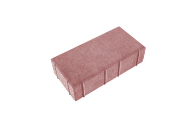 3D realistic render of red single lock paving brick. Isolated on white background.