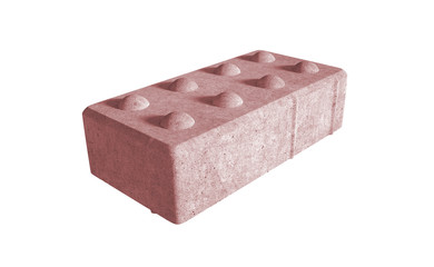 3D realistic render of red single lock paving brick. Isolated on white background.
