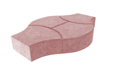 3D realistic render of three red lock paving bricks. Isolated on white 