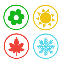 Vector Set of Seasons Icons. Winter, Spring, Summer, Autumn.