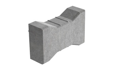 3D realistic render of grey single lock paving brick. Isolated on white background.