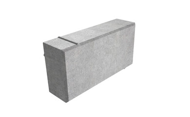 3D realistic render of grey single lock paving brick. Isolated on white background.