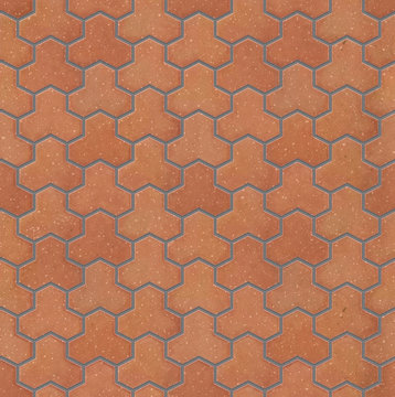 Trihex red style brick pavers, seamless texture