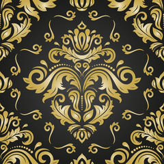 Orient vector classic pattern. Seamless abstract background with vintage elements. Orient background. Black and golden ornament for wallpaper and packaging