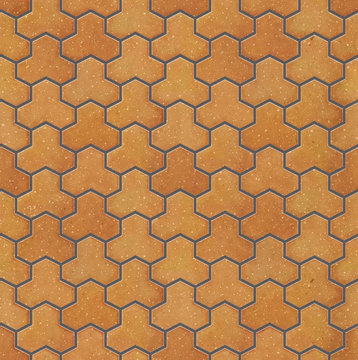 Trihex brown type brick pavers, seamless texture