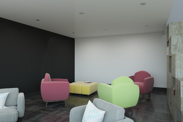 Contemporary interior with chairs and copyspace