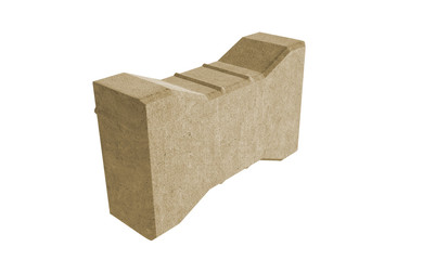 3D realistic render of yellow single lock paving stone. Isolated on white background.