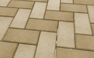 3D realistic render of yellow lock paving texture.