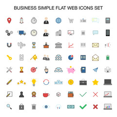 Set of 72 businness icons simple flat style outline vector illustration