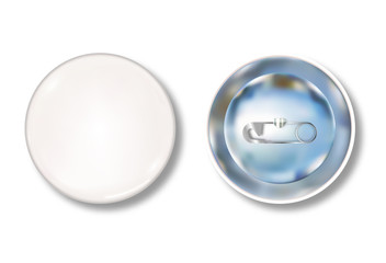 White pin button front and back side