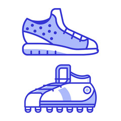 Running shoes in flat design. Modern sport sneakers icons.