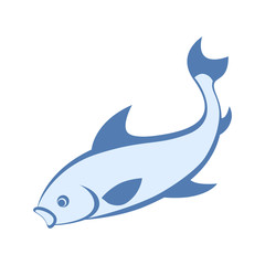 Symbol fish isolated on white background. Design element for logo, label, emblem, sign, brand mark. Vector illustration.
