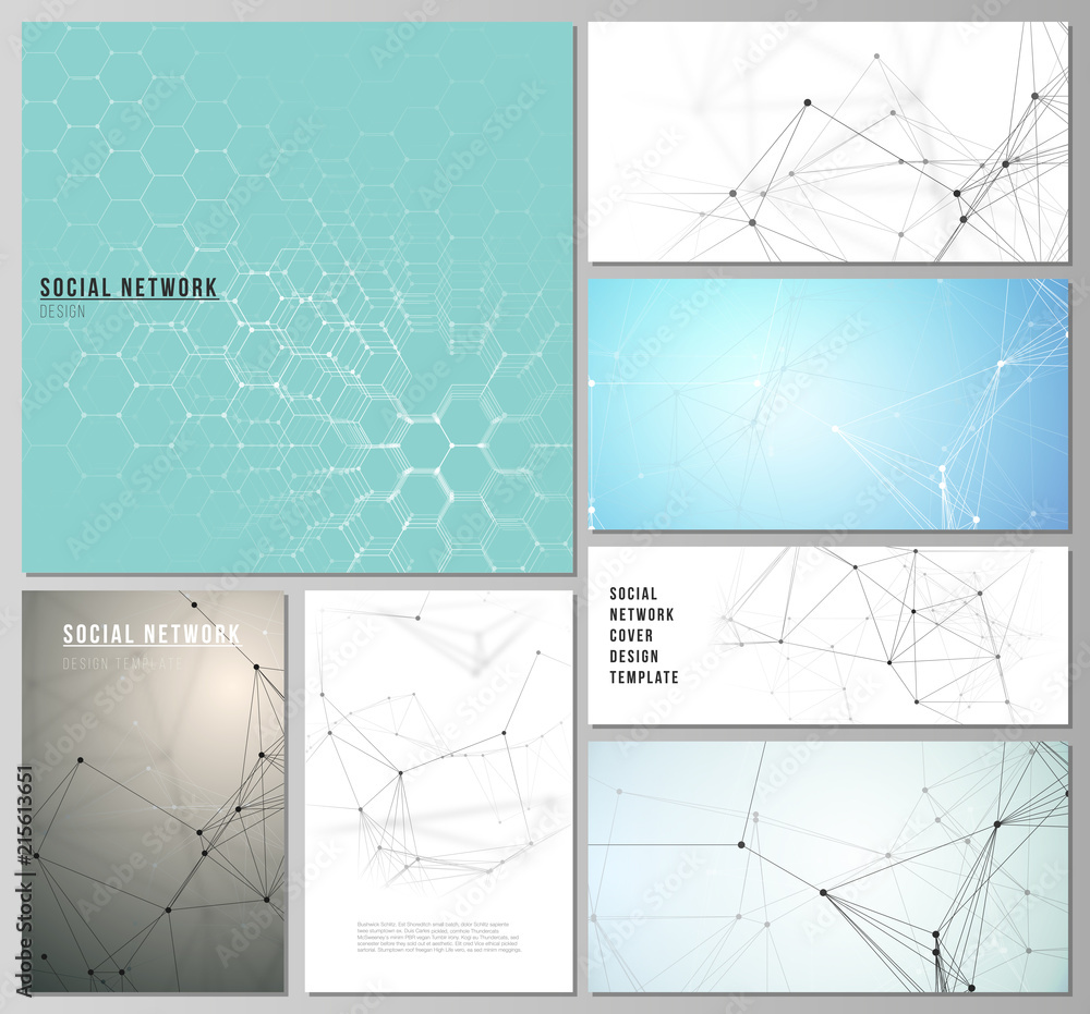 Poster the minimalistic vector editable layouts of modern social network mockups in popular formats. techno
